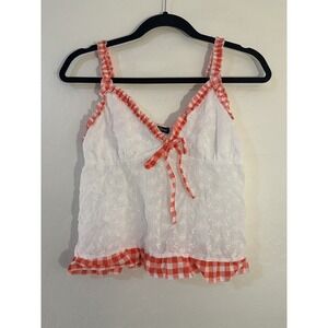 Not Tired Womans Babydoll Y2K Tank Top Set Size M Gingham Cottagecore Bow Picnic
